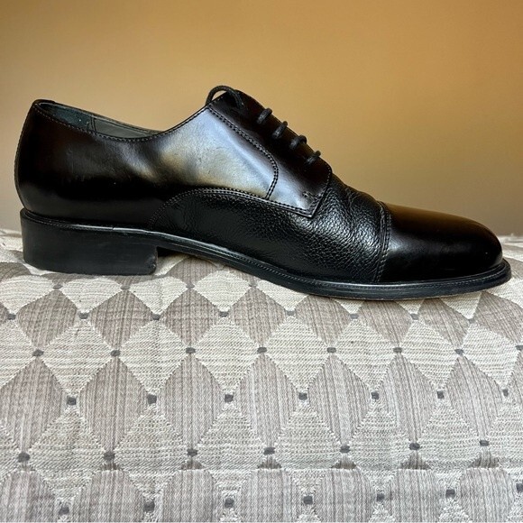 Florsheim Black Leather Cap Toe Lace Up Oxford Shoes Men 11 D Dress Work Classic - Picture 3 of 15